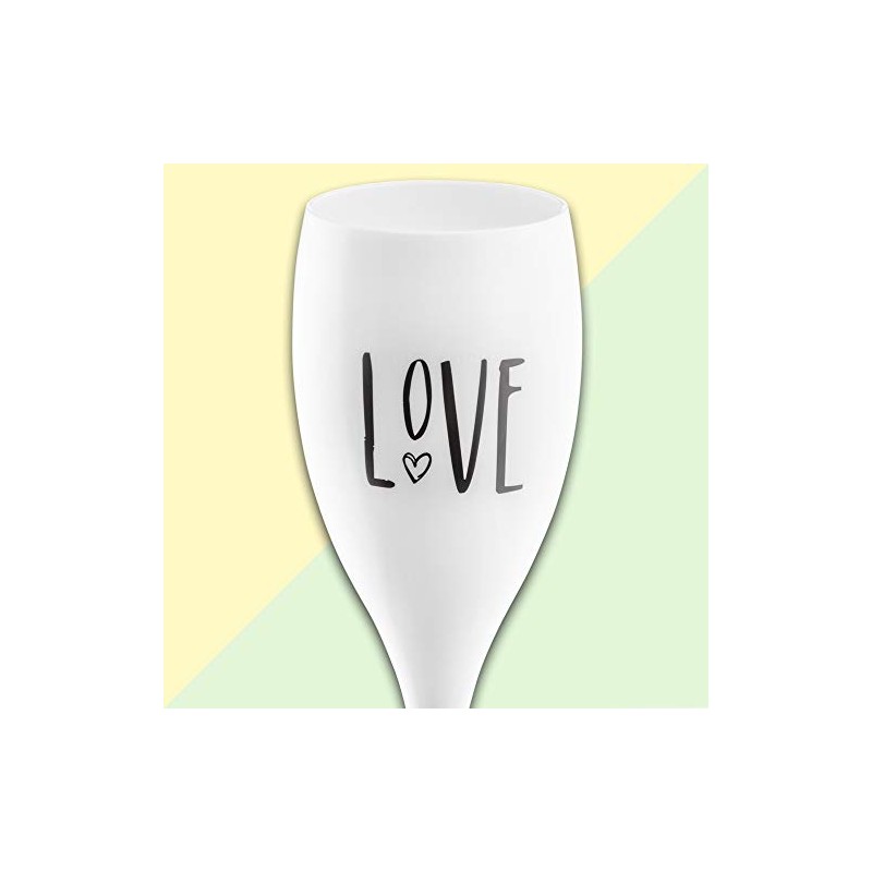 Koziol 3780525 Plastic Champagne Flute with Print, Opaque White, 5.7
