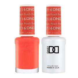 DND Gel Polish Set, Orange Collection, UV/LED Gel Polish and Air Dry Nail Lacquer, Matching Chip-Free Polish Duo, 716 Peach, 0.5 Fl Oz