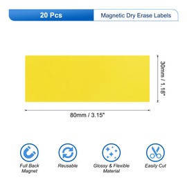 MECCANIXITY 20 Pcs Dry Erase Magnetic Labels Colorful Strips 3.1" x 1.2" Writable Yellow Name Tags Sticker for Craft Whiteboard Fridge Locker Home Office Classroom