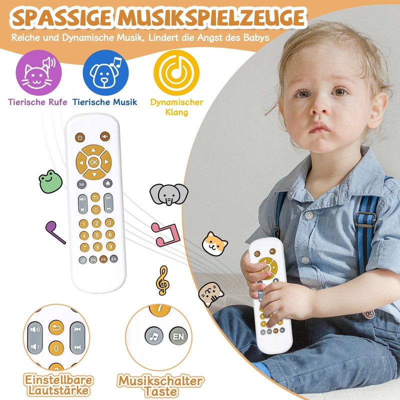 Orzbow Baby TV Fernbedienung Spielzeug, Mehrsprachiges Musikspielzeug für Babys mit