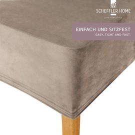 SCHEFFLER-Home Stretch Chair Covers Velvet Puma Velvet/Velour Chair Covers Set of 2 Stone Beige Chair Cover as Chair Covers Swing Chairs / Tension Chair Covers Long/Elegant Chenille Chair Cover