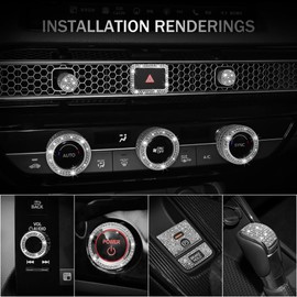 for Honda CRV CR-V EX-L EXL Hybrid Sport Touring Sport-L Bling Cute Accessories Accessory 2025 2024 2023, AC Volume Knobs, Air Vent Outlet, Gear Shift Cover, Start Ring Covers, Chrome, Silver, 13pcs