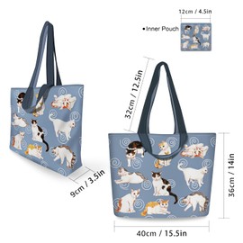 NymphFable 2 Pack Reusable Grocery Bags Polyester Cute Cat Shopping Bag With Handles Foldable Storage Bag Gifts Bag