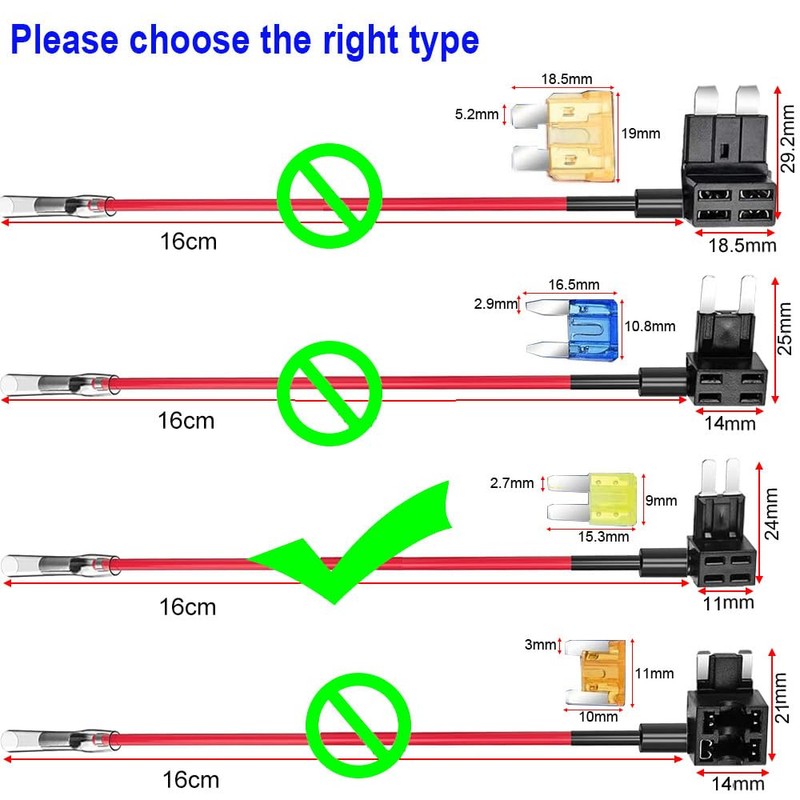 Gebildet 4pcs 12V 24V Add-a-Circuit Micro 2 Fuse Tap, Piggy