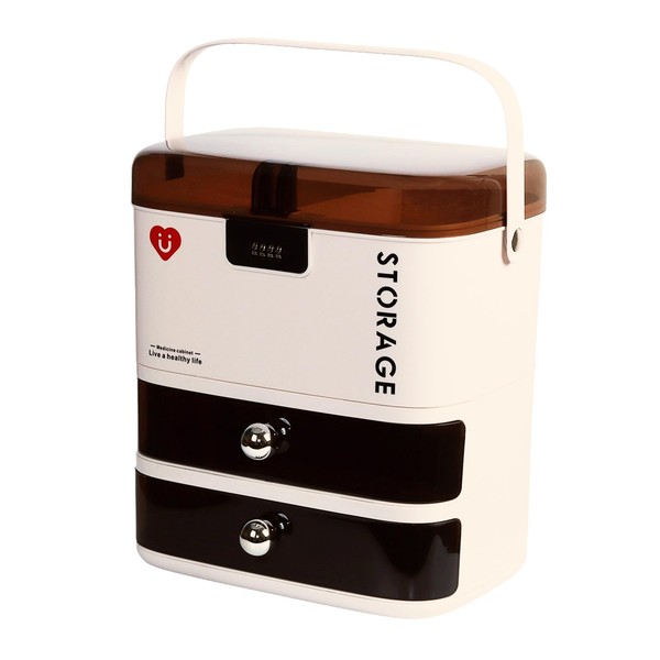 Medicine Lock Box, Lockable Medication Storage with Portable Large Capacity