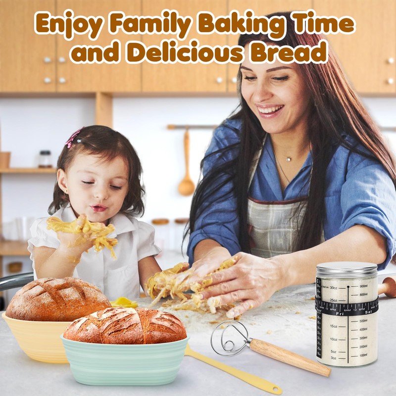 HK Sourdough Starter Kit, Sourdough Bread Baking Supplies with 9''