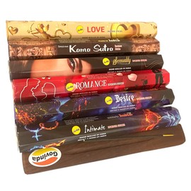 Sreevani Incense Sticks Variety Pack #11 and Incense Stick Holder Bundle with 6 Love Fragrances