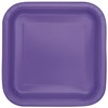 Elegant Disposable Paper Neon Purple Square Dessert Plates - 7"