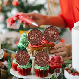 Merry Christmas UV Printed Acrylic Cupcake Toppers - Christmas Bauble Edition by 3 LITTLE DESSERTS - Pack of 6
