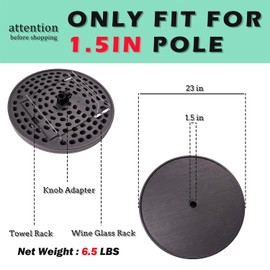 Sundale Outdoor Adjustable Umbrella Table, 23'' Portable Round Umbrella Table Tray for 1.5ft Umbrella Pole, Contains Fittings for Hanging Wine Glasses, for Beach Patio Poolside