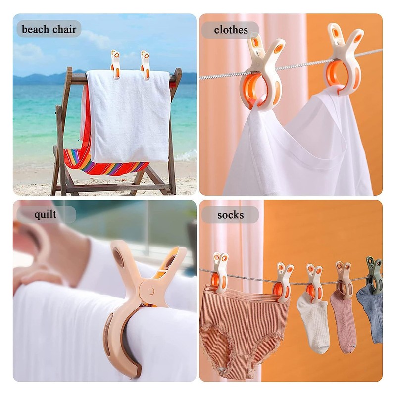 6PCS Beach Towel Clips Multifunctional Rustproof Windproof Quilt Drying Clip
