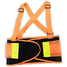BRITEGUARD Neon Orange Safety Belt | Size - Medium | 32" - 38" (81.3 cm - 96.5 cm) | High-Visibility | Tapered Abdominal Support Panels | Adjustable Features for Unbeatable Comfort and Support