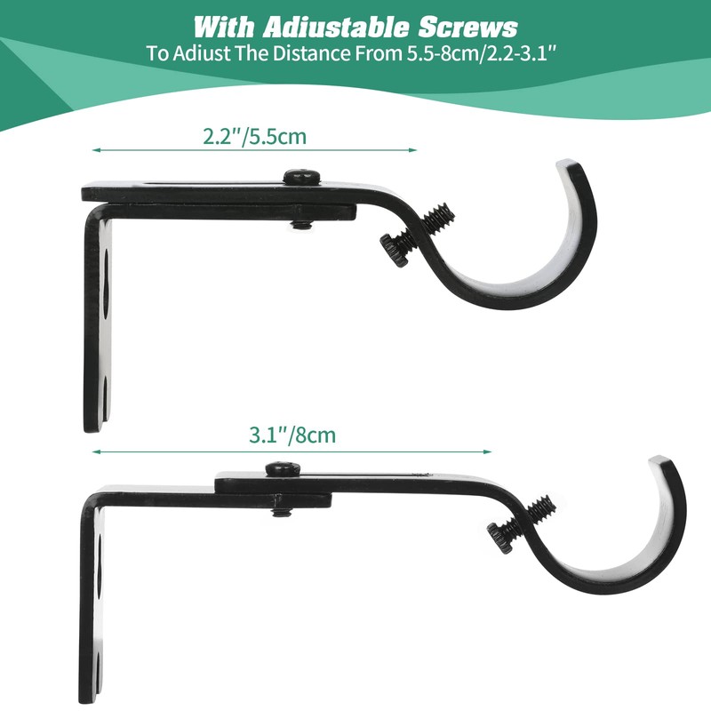 Creatyi Adjustable Curtain Rod Brackets - Heavy Duty 1 Inch
