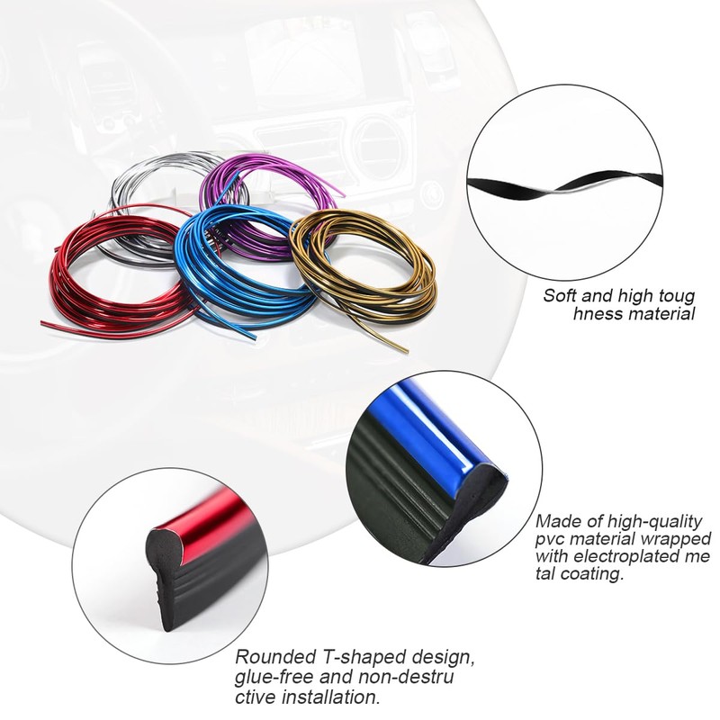 XINLIYA Car Interior Moulding Trim Strips, 33Ft/10M Universal Electroplating Decoration
