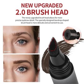 Brow Fection Angled Brush & Dip, Upgraded Liquid Eyebrow Brush, Waterproof Smudge Proof Eyebrow Hair Stroke Brush, Long Lasting Laminated Wild Eyebrow Pen - Color: Taupe