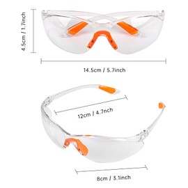 Safety Glasses, 6 Pieces, Transparent Safety Glasses, Work Safety Goggles with Rubber Insert on Nose and Ears, Scratch-Resistant Lenses, Safety Glasses for Construction, DIY, Laboratory, Welding,