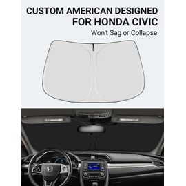 Parasol plegable para parabrisas delantero, ajuste personalizado 2021 2020 2019 2018 2017 2016 Honda Civic Sedan, Coupe, Hatchback, LX, EX, EX-L, Sport, Touring, Si Accessories 2022 Upgrade