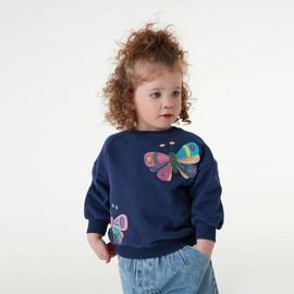 Little Hand Girls Sweatshirt Butterfly Cotton Long Sleeve Toddler Casual Jumpers Top Kids Clothes Child Pullover Age 3-4 Year