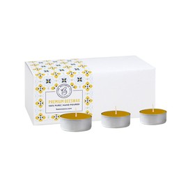 The Beeswax Co Tea light Beeswax Candles - Natural Honey Scented - For Home - Long-Lasting & Eco-Friendly - Cotton Wick - Slow Burning - Hand Poured Pure Organic Bees Wax - Set of 24 Tealights (Metal)