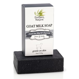 Southern Natural Dead Sea Mud & Charcoal Goat Milk Soap Bar – Face and Body Soap for Sensitive Skin with Peppermint Essential Oil, 4 oz (1 Bar)