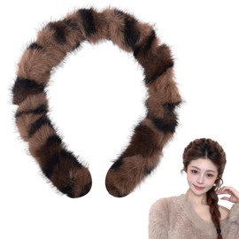 Leopard Plush Headband with Teeth for Thin Thick Hair Headbands for Women Girls Leopard Print Head Bands for Women's Hair Non Slip Work Out Gym Hair Accessories Leopard Hair Band Hoop