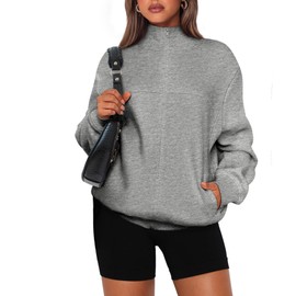 PRETTYGARDEN Women's 2025 Spring Fall Fashion Full Zip Up Sweatshirt Long Sleeve Loose Fit Trendy Casual Jacket with Pockets (Light Grey,Small)
