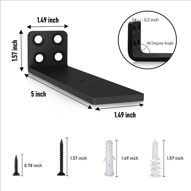 Heavy Duty Hidden L Shelf Brackets 5 Inch Long Wall
