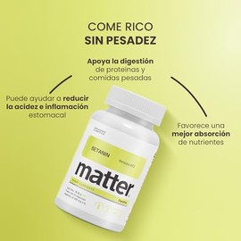 Matter Betanin, Suplemento de Betaína HCl 500 mg, Apoya la Digestión Óptima, Bienestar Hepático y Rendimiento Muscular, Apto para Veganos, 60 Cápsulas