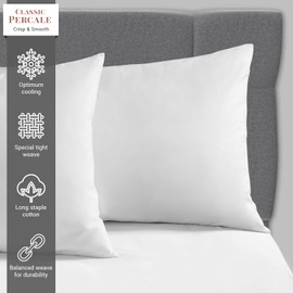 Pizuna Cotton Percale Housewife Pillowcases 2 Pack White 48x74cm, 100% Long Staple Combed Cotton Pillow Cover, Percale Weave Housewife Pillow Cases (Cotton Pillow Cases 2 Pack)