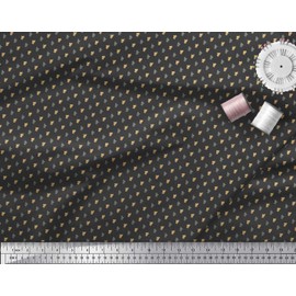 Soimoi Black Cotton Canvas Fabric Straw & Coffee Glass Shirting Decor Fabric Printed BTY 42 Inch Wide