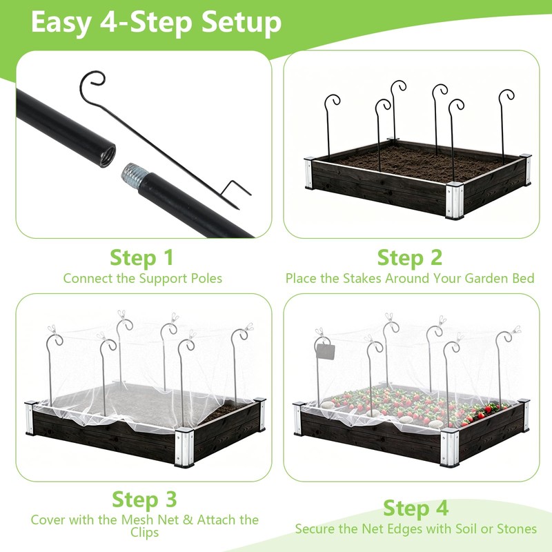 Reaeng Garden Netting Kit for Raised Beds, 10 x 13