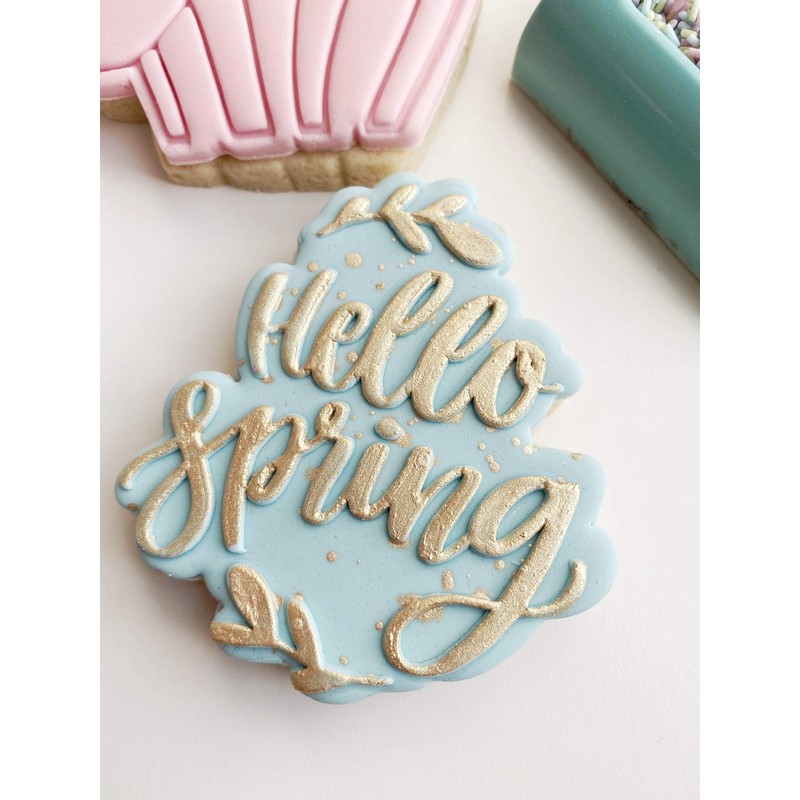 LissieLou Hello Spring Cookie Cutter and Embosser Easter Icing Stamp