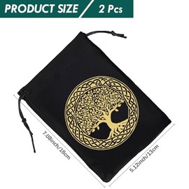 CREATCABIN CREATCABIN 2Pcs Tarot Cards Bags Pouches Drawstrings Bags Tarot Cards Holder Pouches Tarot Deck Storage Velvet Bags Black Tree of Life Tarot Jewelry Wrap Bags for Crystals Dices Witchcraft 5x7Inch