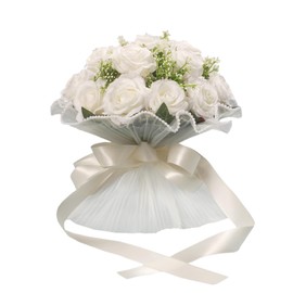 LEIFENY Wedding Bouquets for Bride, Ivory White Bouquets for Bride, Artificial Flower Bouquet for Wedding, Bridesmaid Bouquets with Silk Ribbon, Valentine's Day, Decoration