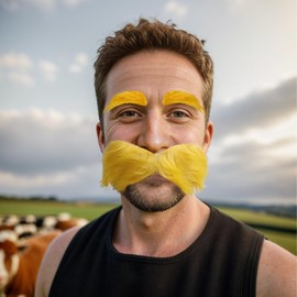 Luvfamday Yellow Mustache and Eyebrows Cosplay Costume Accessories Funny Party Favors Men Women, Large Size, Yellow, One size