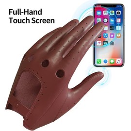 MGGMOKAY Womens Driving GlovesTouchscreen Sheepskin Leather Unlined,Cognac,XL