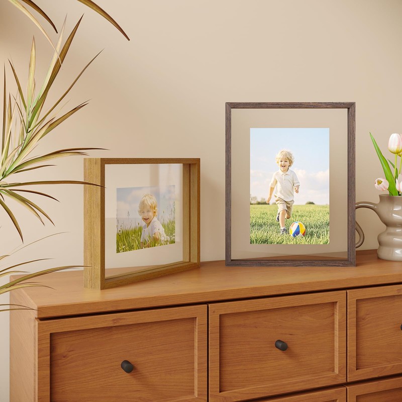 Egofine 11x14 Floating Frames Set of 2, Double Plexiglass Picture