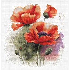 Luca-S Cross Stitch Kit Luca-S, The Poppy Flowers, Counted Cross Stitch Kit for Adults, Embroidery Kit, B7024