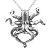 Controse Silver-Toned Stainless Steel Black eyed Octopus Necklace with Pendant