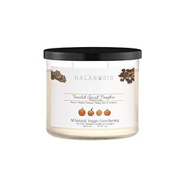 Halarosis All Natural Soy Candles, Long Burning, Highly Scented (3.5 oz, 8.5 oz, & 17 oz) (Toasted Spiced Pumpkin, 17 oz)