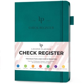 Legend Planner Check Register Book – Accounting Ledger Book for Small Business & Personal Use – Checkbook Register to Track Financial Transactions – Hardcover, 7x10″, 6300 Entries (Dark Teal)