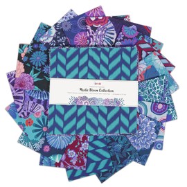 Soimoi 40 Pcs Cotton Fabric Squares Bundles Charm Packs for Quilting, Fat Quarter Layer Cakes, Fabric Scraps for Crafts,Precuts Quilt Squares 10 x 10 inches, DIY Fabric Bundle- Mystic Bloom Collection