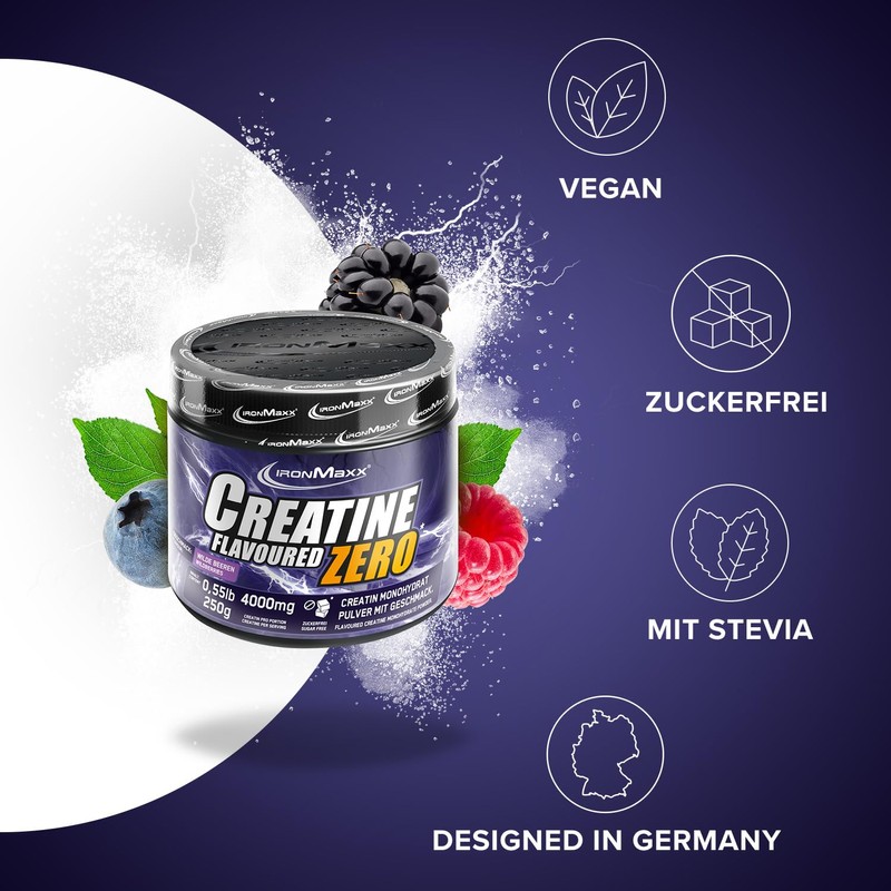 IronMaxx Creatine Powder Flavoured Zero - Wild Berries, 250 g