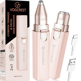 Rechargeable Facial Hair Remover for Women: 2 in 1 Electric Eyebrow and Facial Hair Remover - Suitable for Middle-aged Women’s Eyebrow, Chin, and Cheek Trimming - with Built-in LED Light(Pink)