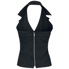 Gothicana by EMP Ladies Black Lace Up Collar Halter Top, black