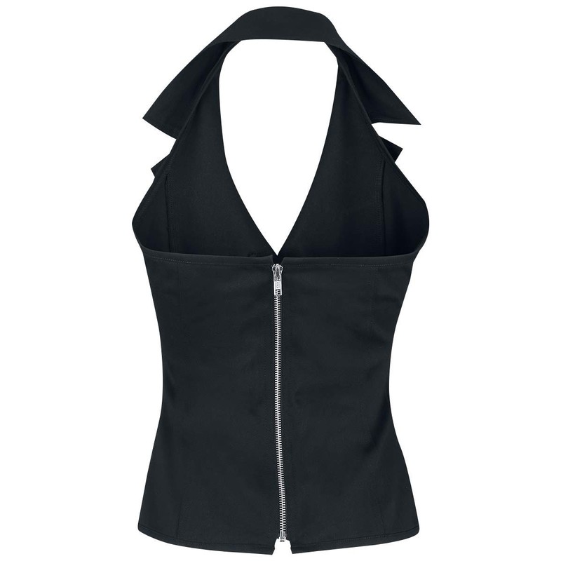 Gothicana by EMP Ladies Black Lace Up Collar Halter Top,