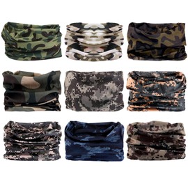 Neck Gaiter for Men Women Headwear Bandana Head Wrap Face Scarf Mask Cover Warmer Balaclava-Seamless & Versatile (B-Camo 1)