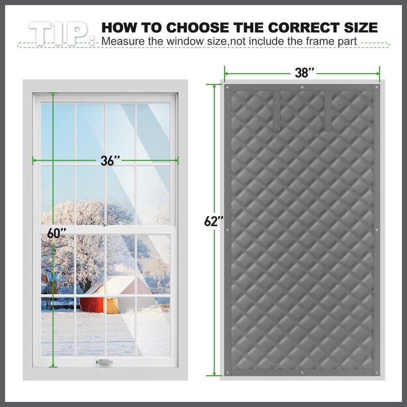 AGHITG Thermal Window Cover for Winter,38" X 62" for Window