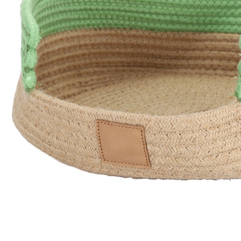 Round Cat Bed Cotton Rope Woven Basket Multipurpose Sleeping Scratching