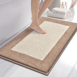 Bathroom Rugs 24" x 36", Non-Slip Extra Soft Absorbent Bath Rugs, Machine Washable Quick Dry Bath Mats for Bathroom Floor, Shower, Bathtub and Sink, Beige & Grayish Brown